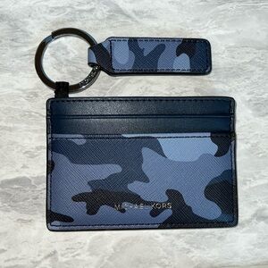 Michael Kors blue camo card holder